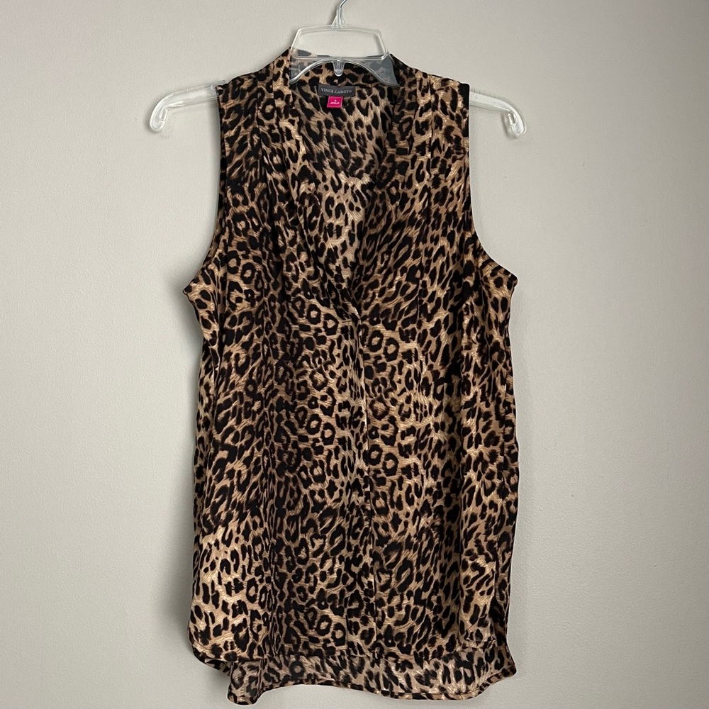 Vince Camuto Animal Print Sleeveless V-Neck Flowy Top S  “Mob Wife” Y2K